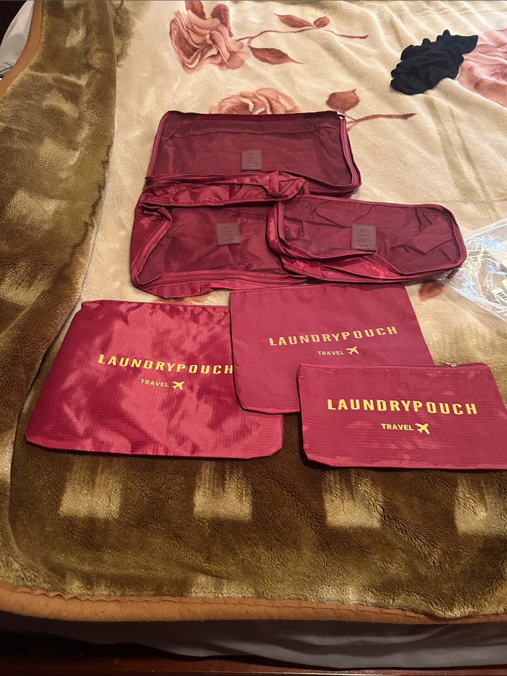 Laundry Pouch Travel Set - Burgundy Packing Organizers